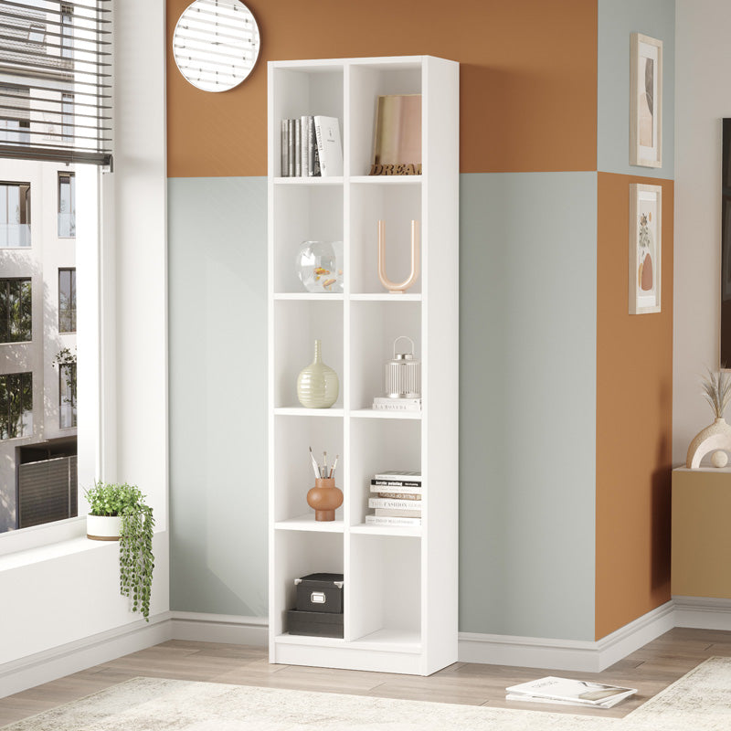 Biblioteca Oteca, 10 compartimente, 51x25x180 cm - Alb
