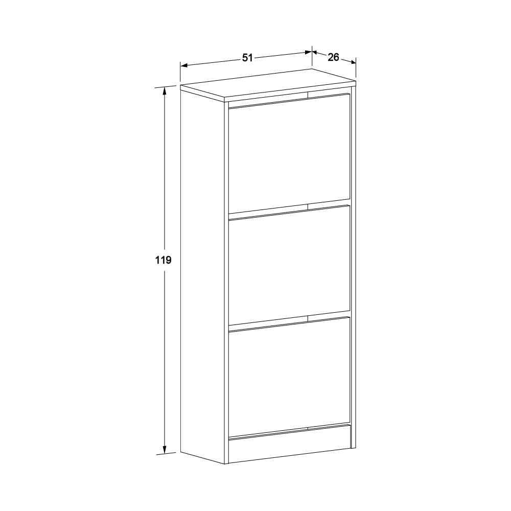 Pantofar SHC-330-BB-1 Home Collection® Compact Plus, 12 Perechi, 3 Compartimente, Alb - Stejar - Mov, 51x119x26 cm - Stejar | SKU: SHC-330-FF-1