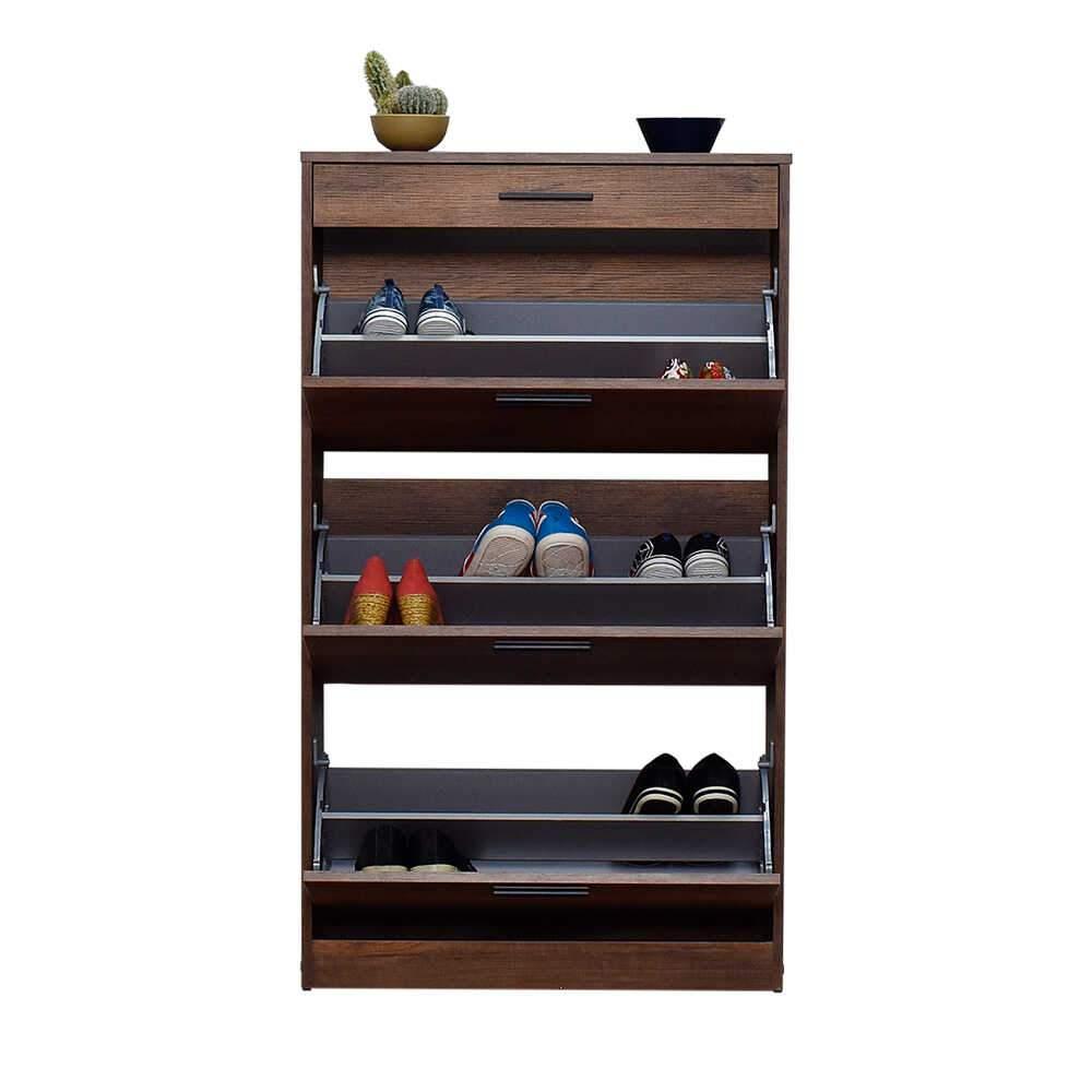 Pantofar SHC-431-DD-1 Home Collection® Extra, 3 compartimente, capacitate 18 perechi incaltaminte, Alb - Nuc, 75x128x29 cm - Nuc | SKU: SHC-431-DD-1, SHC-431-OO-1