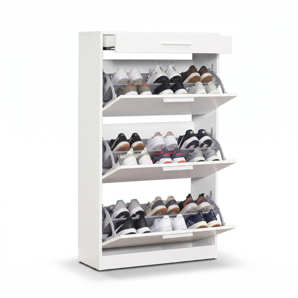 Pantofar SHC-431-DD-1 Home Collection® Extra, 3 compartimente, capacitate 18 perechi incaltaminte, Alb - Nuc, 75x128x29 cm - Alb | SKU: SHC-431-DD-1, SHC-431-OO-1