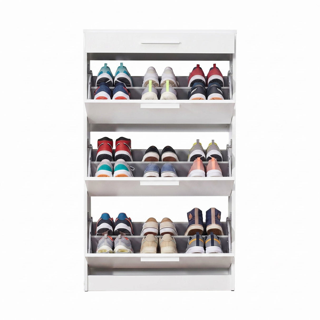 Pantofar SHC-431-DD-1 Home Collection® Extra, 3 compartimente, capacitate 18 perechi incaltaminte, Alb - Nuc, 75x128x29 cm - Alb | SKU: SHC-431-DD-1, SHC-431-OO-1
