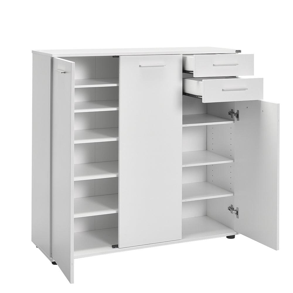 Pantofar ADR-532-BB-1 Home Collection® Trendline, 3 usi si 2 sertare, 10 rafturi, Alb, 108x108x35 cm