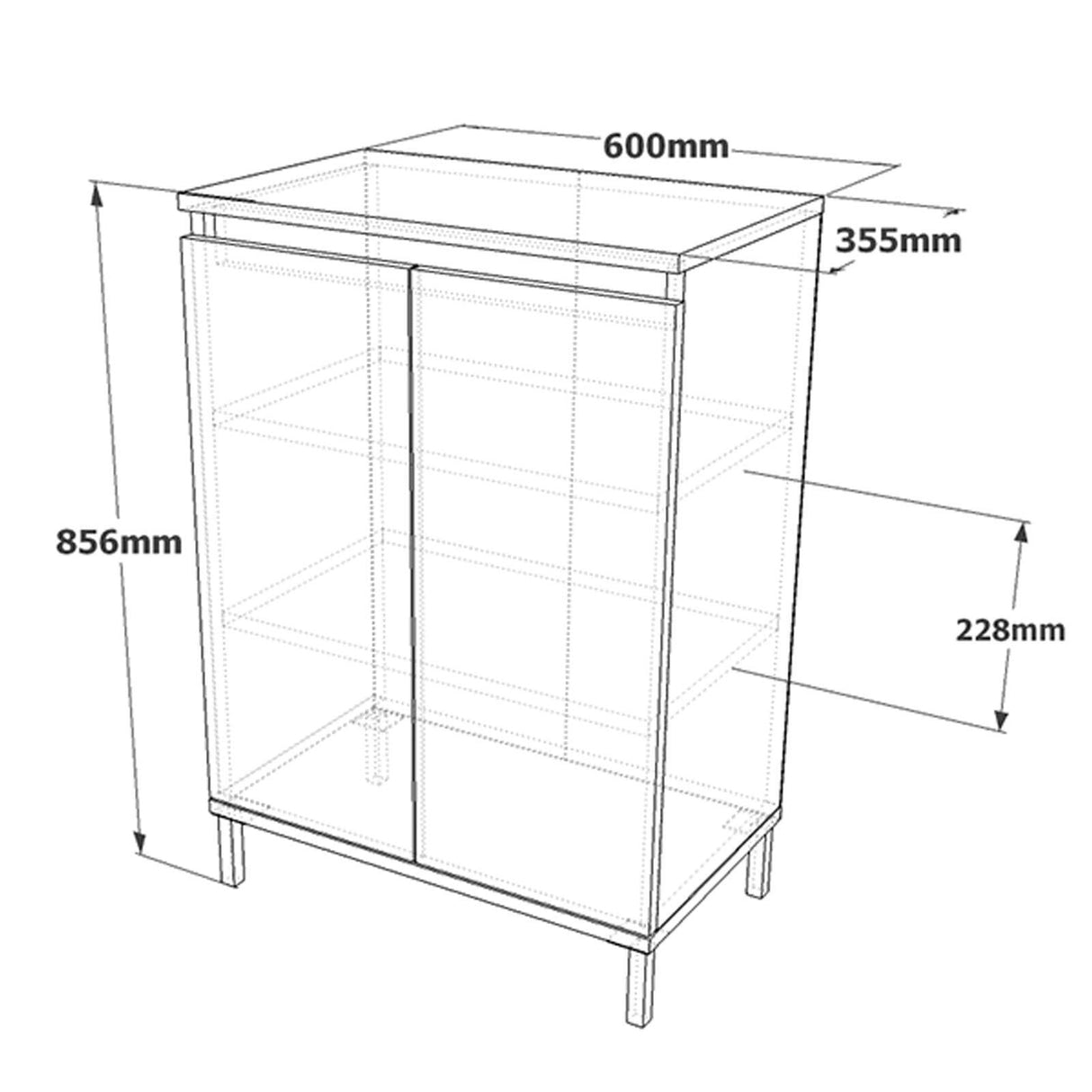 Pantofar Hol cu 2 usi si 3 Rafturi, Maro, 60x86x36 cm
