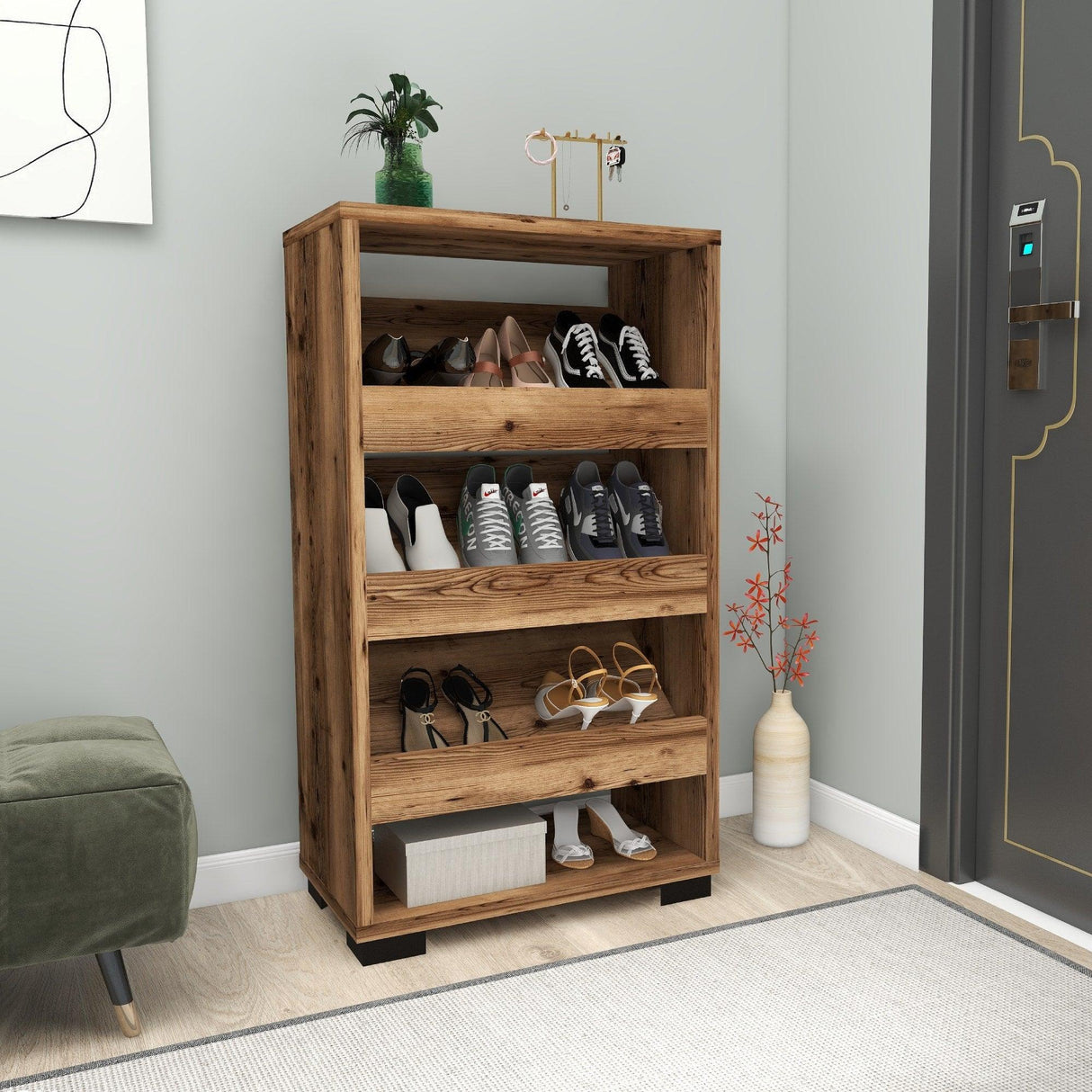 Pantofar Nasem Large, 4 Compartimente, 45x82x28 cm - Nuc