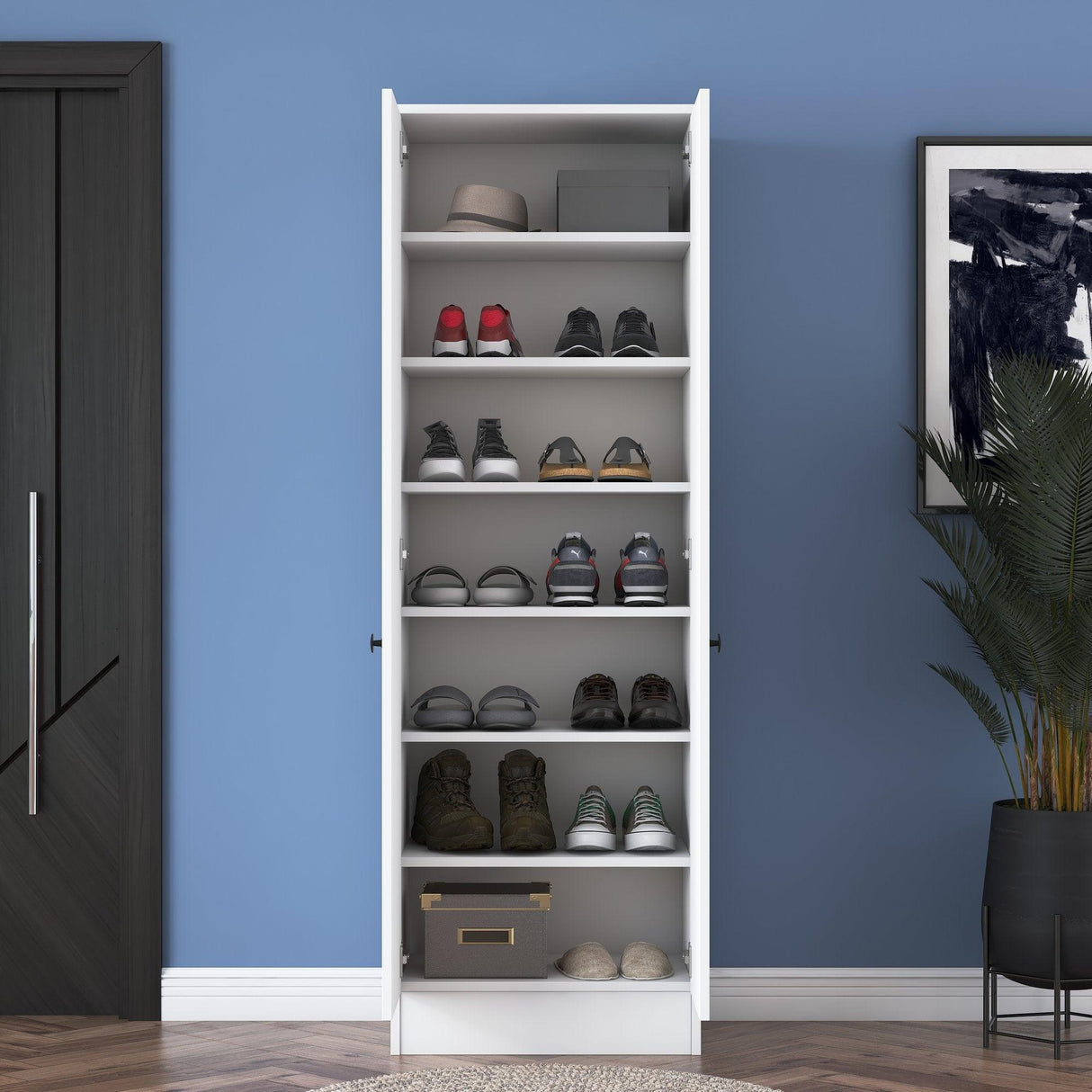Pantofar Vivre cu 6 rafturi, Alb, 60x183x38 cm - Alb