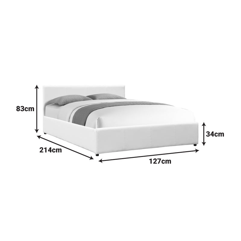 Pat cu spatiu de depozitare Dellia, Imitatie piele, Alb - Negru, 120x200 cm - Negru