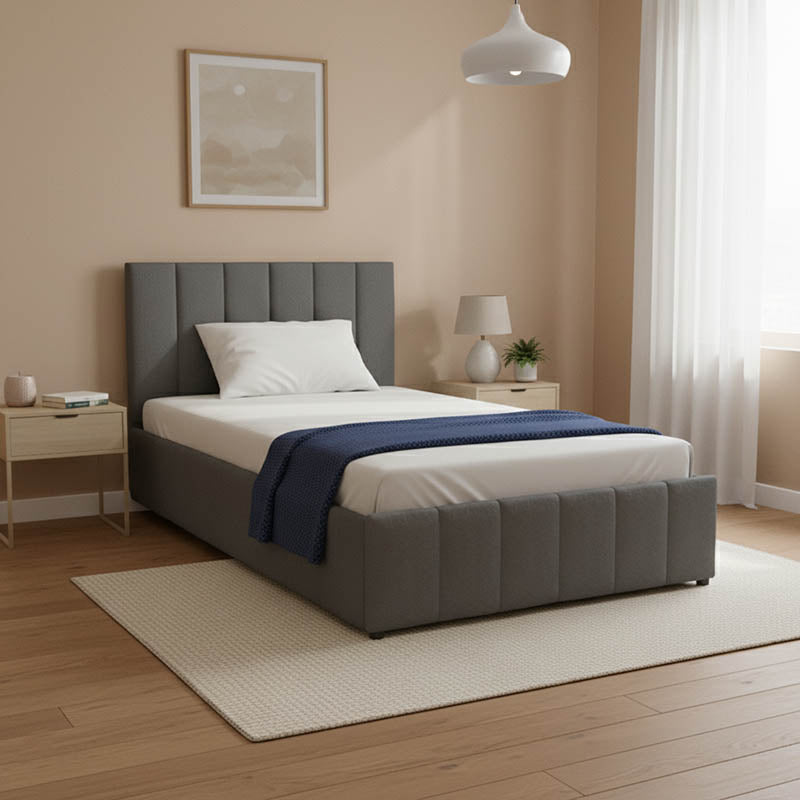 Pat cu spatiu de depozitare Snuggle, Catifea, Antracit - Gri, 120x200 cm - Antracit