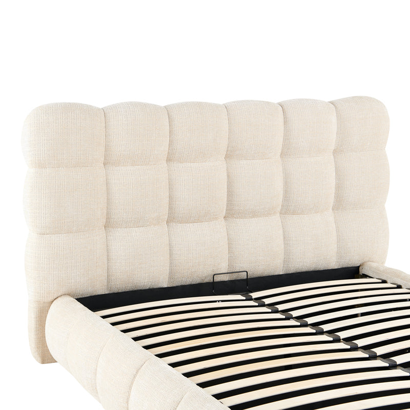 Pat dublu Abena, cu depozitare, bouclé, Diverse culori, 160x200 cm - Bej | SKU: 279-000029 | Pat dublu Abena, cu depozitare, bouclé, 160x200 cm, varianta Bej, produs pentru amenajarea locuinței, disponibil online în România la CasaMob