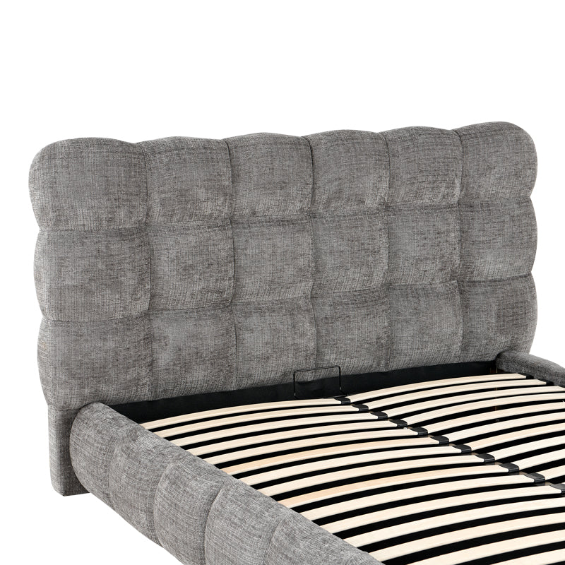 Pat dublu Abena, cu depozitare, bouclé, Diverse culori, 160x200 cm - Gri | SKU: 279-000030 | Pat dublu Abena, cu depozitare, bouclé, 160x200 cm, varianta Gri, produs pentru amenajarea locuinței, disponibil online în România la CasaMob