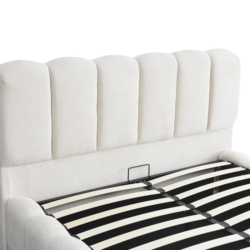 Pat dublu Narnia, cu depozitare, Diverse culori, 160x200 cm - Crem | SKU: 429-000003 | Pat dublu Narnia, cu depozitare, 160x200 cm, varianta Crem, produs pentru amenajarea locuinței, disponibil online în România la CasaMob