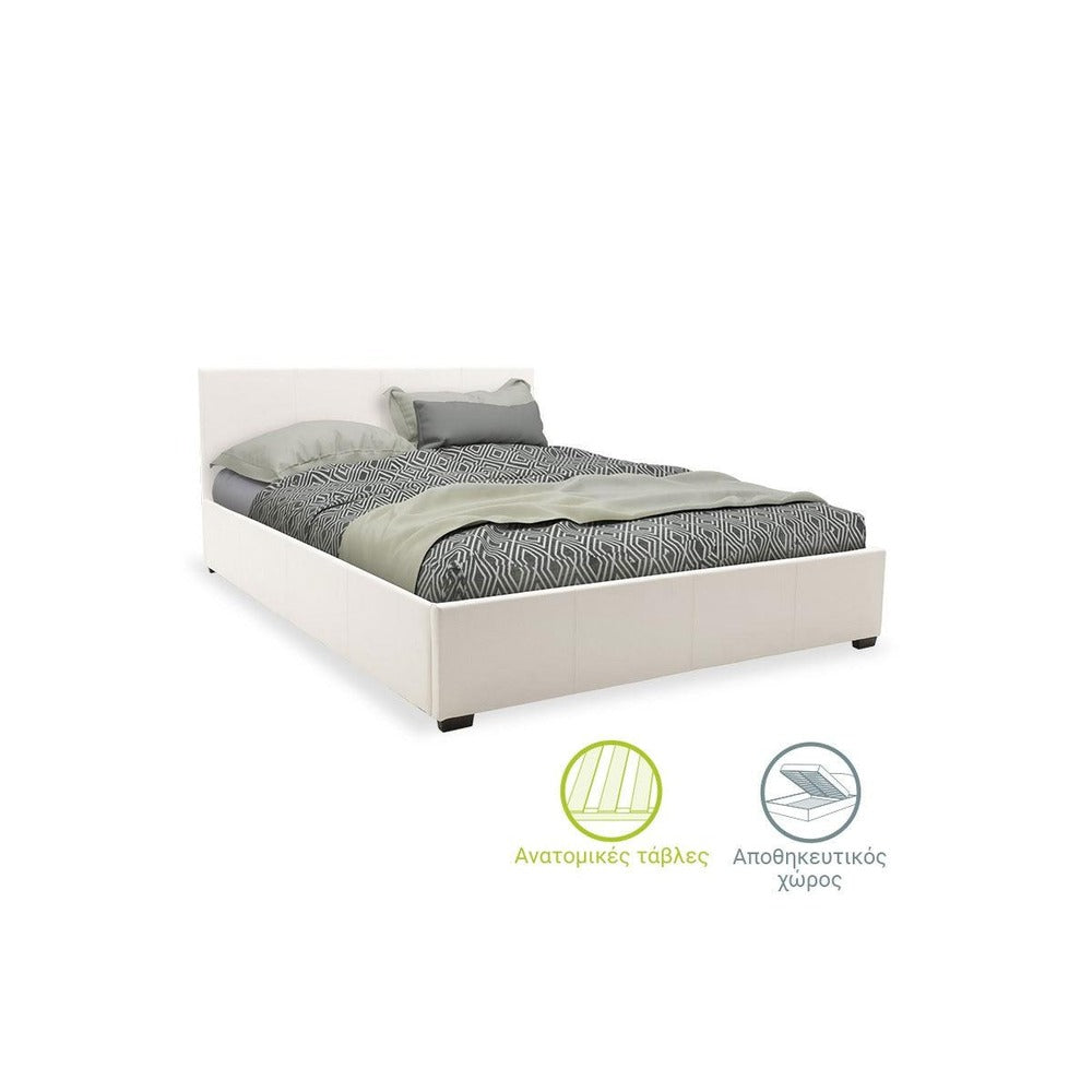 Pat dublu Norse PU cu spatiu de depozitare, 160x200 cm - Pat dublu Norse PU cu spatiu de depozitare, 160x200 cm
