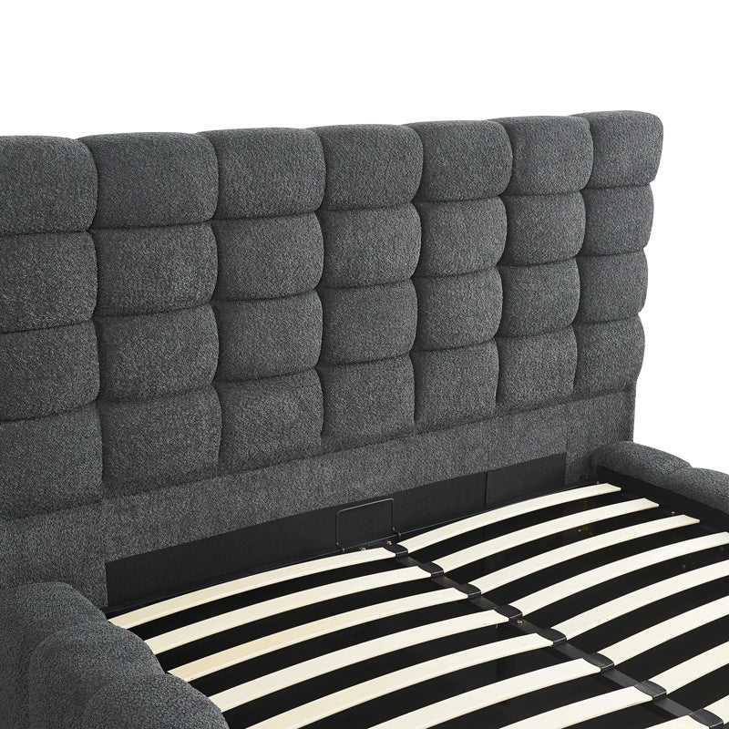 Pat dublu Pernant, cu depozitare, bouclé, Diverse culori, 160x200 cm - Antracit | SKU: 429-000004 | Pat dublu Pernant, cu depozitare, bouclé, 160x200 cm, varianta Antracit, produs pentru amenajarea locuinței, disponibil online în România la CasaMob