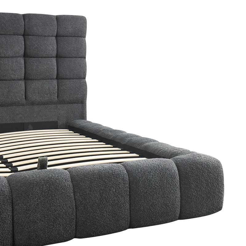 Pat dublu Pernant, cu depozitare, bouclé, Diverse culori, 160x200 cm - Antracit | SKU: 429-000004 | Pat dublu Pernant, cu depozitare, bouclé, 160x200 cm, varianta Antracit, produs pentru amenajarea locuinței, disponibil online în România la CasaMob