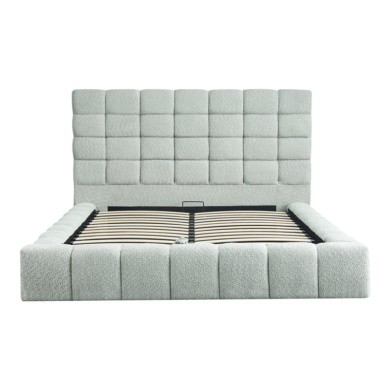 Pat dublu Pernant, cu depozitare, bouclé, Diverse culori, 160x200 cm - Gri deschis | SKU: 429-000005 | Pat dublu Pernant, cu depozitare, bouclé, 160x200 cm, varianta Gri deschis, produs pentru amenajarea locuinței, disponibil online în România la CasaMob