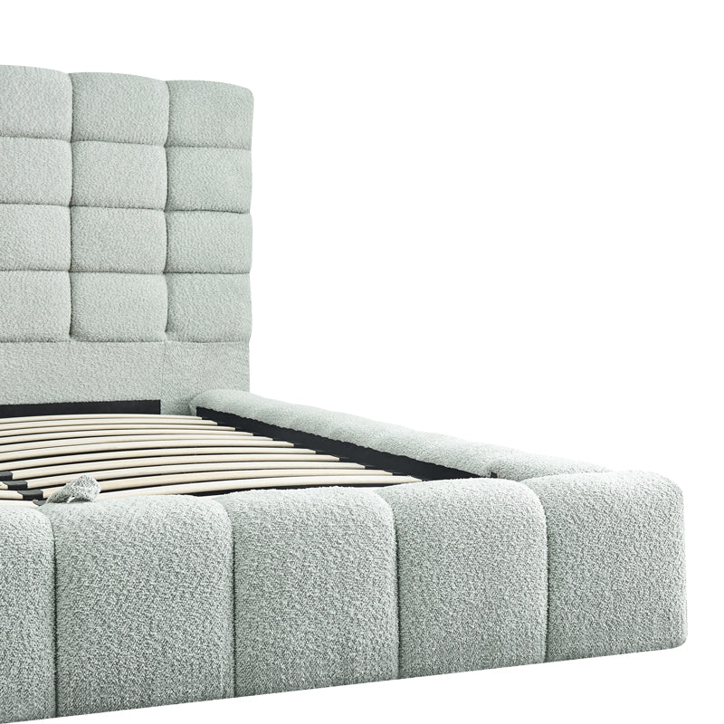 Pat dublu Pernant, cu depozitare, bouclé, Diverse culori, 160x200 cm - Gri deschis | SKU: 429-000005 | Pat dublu Pernant, cu depozitare, bouclé, 160x200 cm, varianta Gri deschis, produs pentru amenajarea locuinței, disponibil online în România la CasaMob