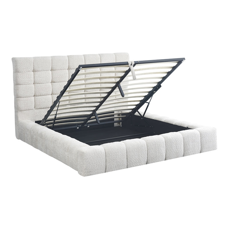 Pat dublu Pernant, cu depozitare, bouclé, Diverse culori, 160x200 cm - Crem | SKU: 429-000006 | Pat dublu Pernant, cu depozitare, bouclé, 160x200 cm, varianta Crem, produs pentru amenajarea locuinței, disponibil online în România la CasaMob