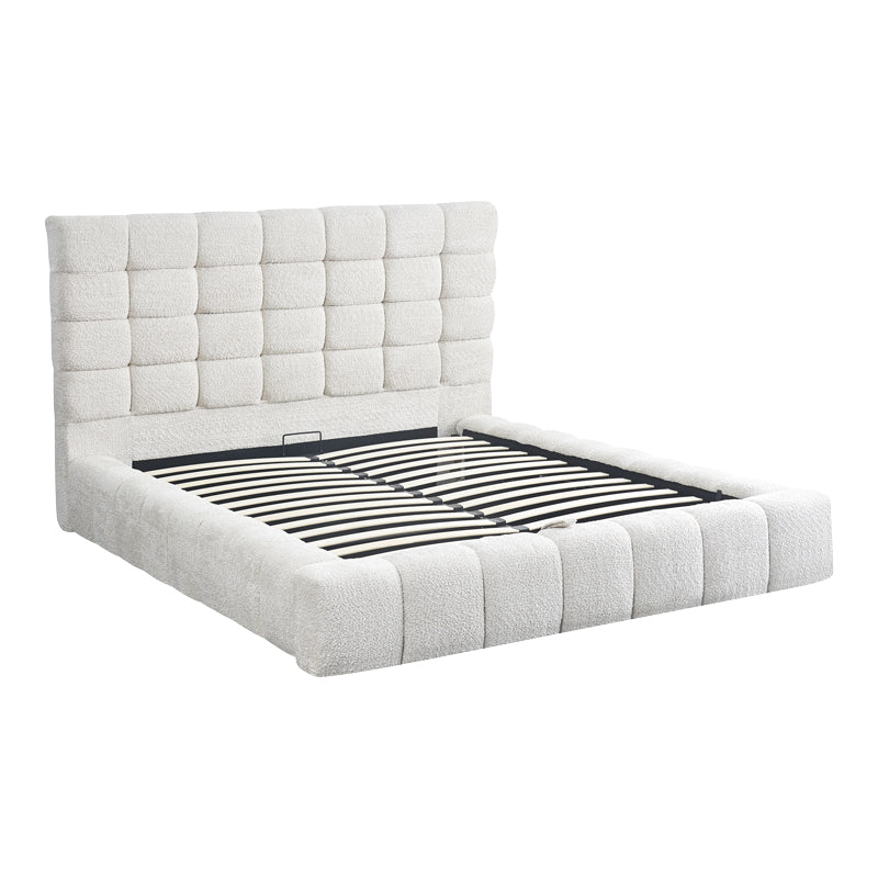 Pat dublu Pernant, cu depozitare, bouclé, Diverse culori, 160x200 cm - Crem | SKU: 429-000006 | Pat dublu Pernant, cu depozitare, bouclé, 160x200 cm, varianta Crem, produs pentru amenajarea locuinței, disponibil online în România la CasaMob