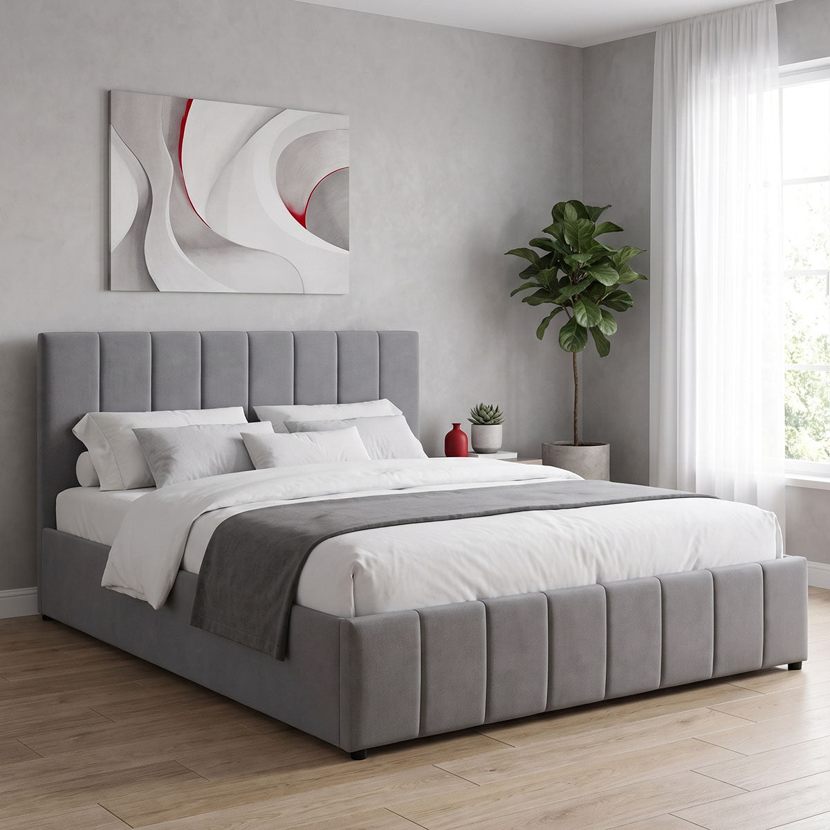 Pat dublu Rovio, Diverse culori, 150x200 cm - Gri | SKU: 388-000042 | Pat dublu Rovio, 150x200 cm, varianta Gri, produs pentru amenajarea locuinței, disponibil online în România la CasaMob