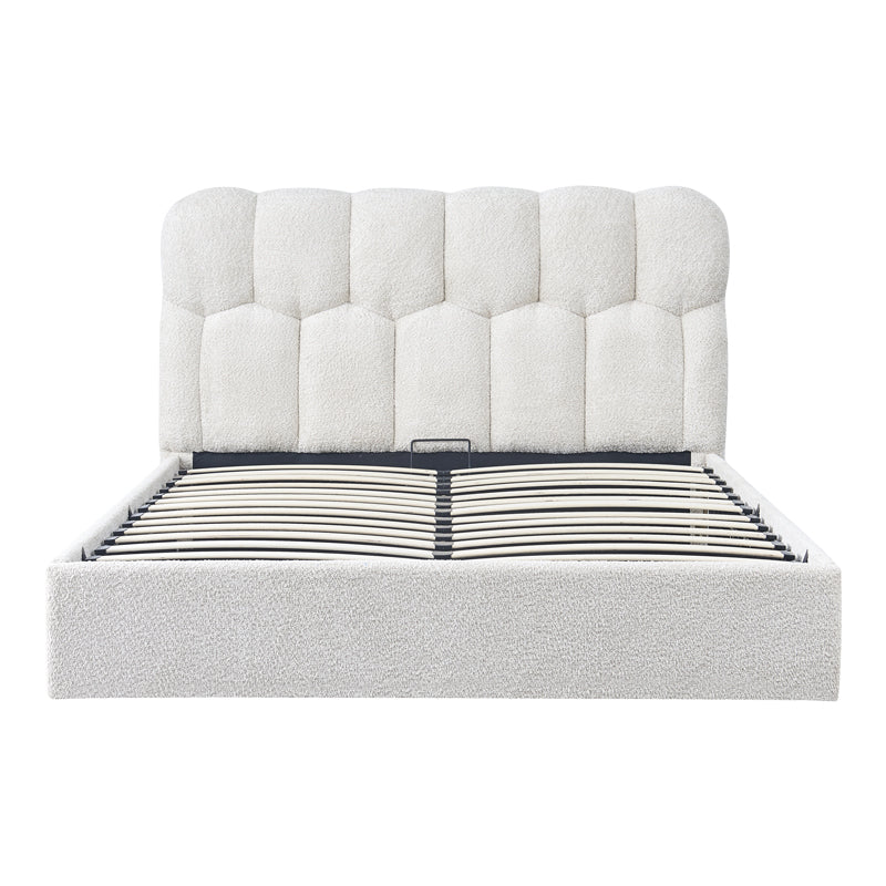 Pat dublu Sectra, cu depozitare, bouclé, Diverse culori, 160x200 cm - Crem | SKU: 429-000007 | Pat dublu Sectra, cu depozitare, bouclé, 160x200 cm, varianta Crem, produs pentru amenajarea locuinței, disponibil online în România la CasaMob