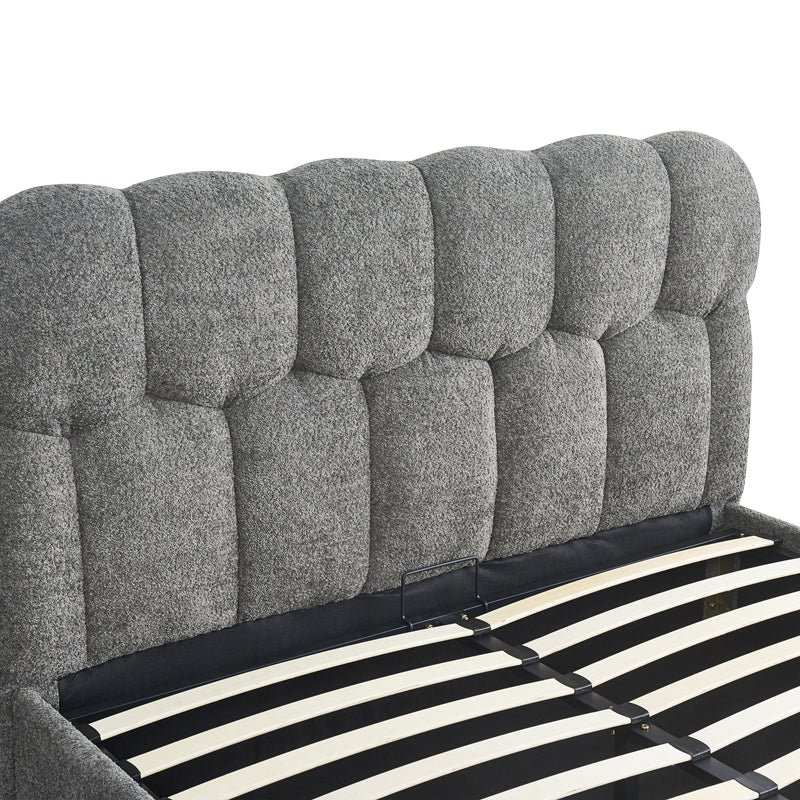 Pat dublu Sectra, cu depozitare, bouclé, Diverse culori, 160x200 cm - Gri | SKU: 429-000008 | Pat dublu Sectra, cu depozitare, bouclé, 160x200 cm, varianta Gri, produs pentru amenajarea locuinței, disponibil online în România la CasaMob
