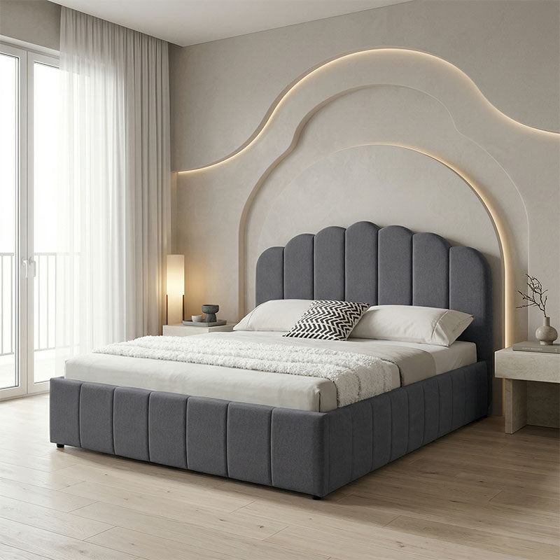 Pat dublu Tatiana stofă light gri cu spațiu de depozitare, Gri deschis, 120x200 cm - Antracit