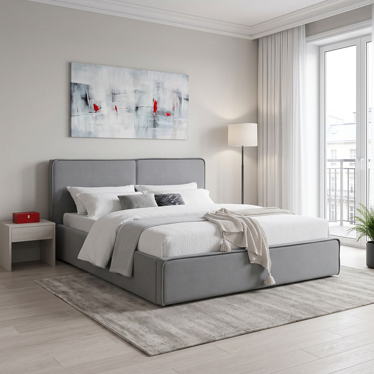 Pat dublu Zento, Diverse culori, 160x200 cm - Gri | SKU: 388-000044 | Pat dublu Zento, 160x200 cm, varianta Gri, produs pentru amenajarea locuinței, disponibil online în România la CasaMob