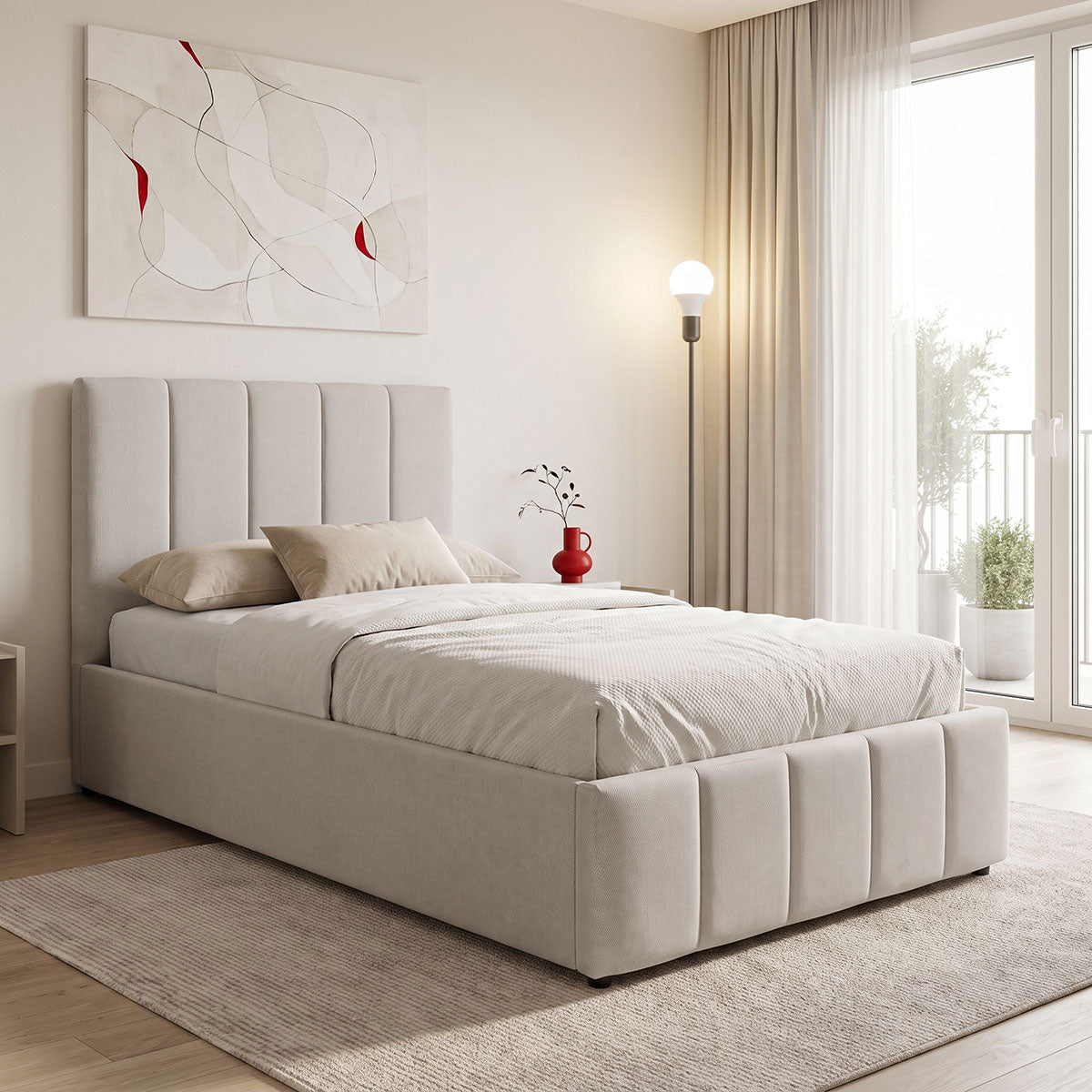 Pat Rovio, Diverse culori, 100x200 cm - Bej - Gri | SKU: 388-000039 | Pat Rovio, 100x200 cm, varianta Bej - Gri, produs pentru amenajarea locuinței, disponibil online în România la CasaMob