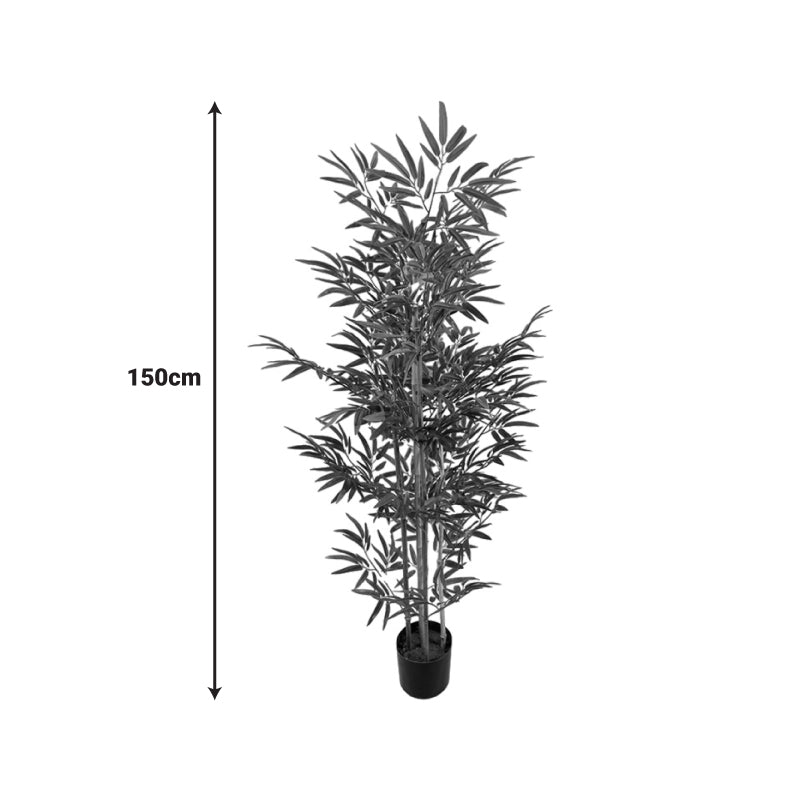 Planta decorativa Bamboo cu ghiveci, verde, H150 cm