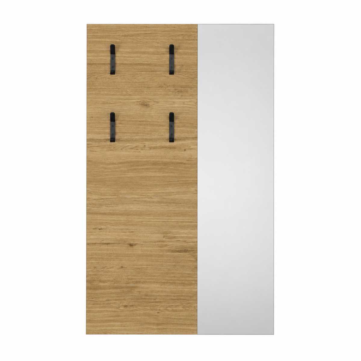 Cuier de perete cu oglindă PRU-804-FX-1 Home Collection® Porto, 4 agățători, Stejar, 72x117x3 cm