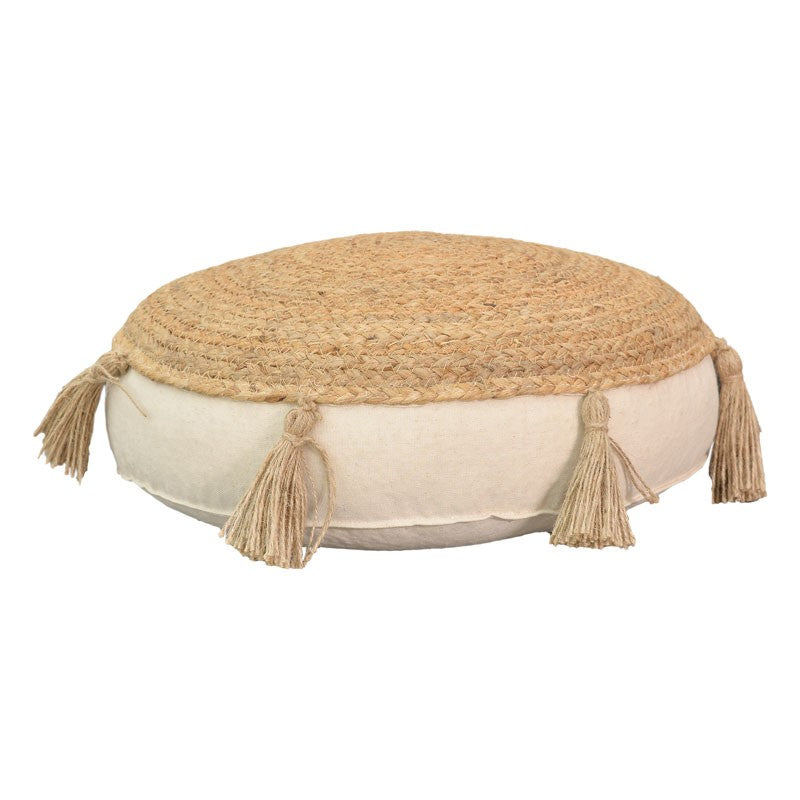 Puff scaun perna lefon, Natural-Crem, D40x8 cm