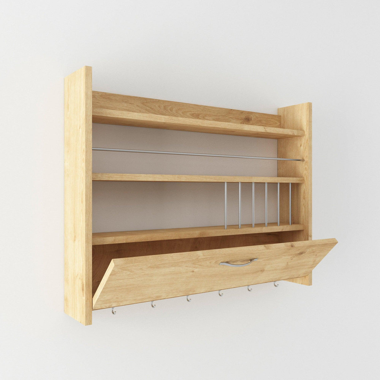 Raft de bucatarie Knott, Stejar, 85x65x15 cm