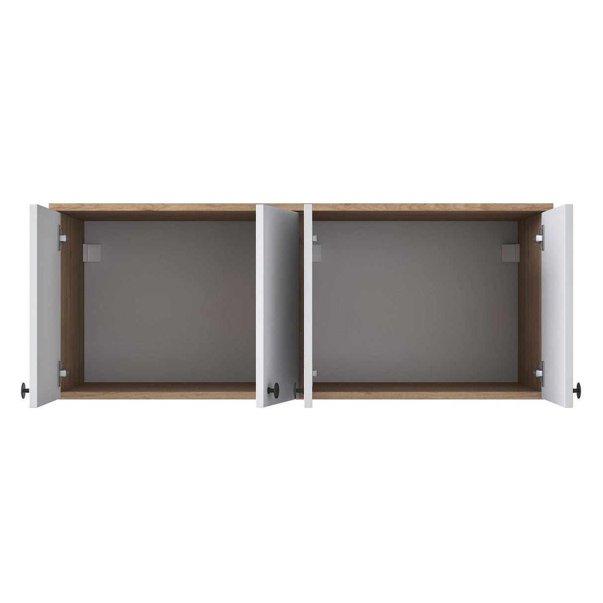 Raft de Bucatarie Nehir cu 4 Usi, Alb - Nuc, 120x47x42 cm