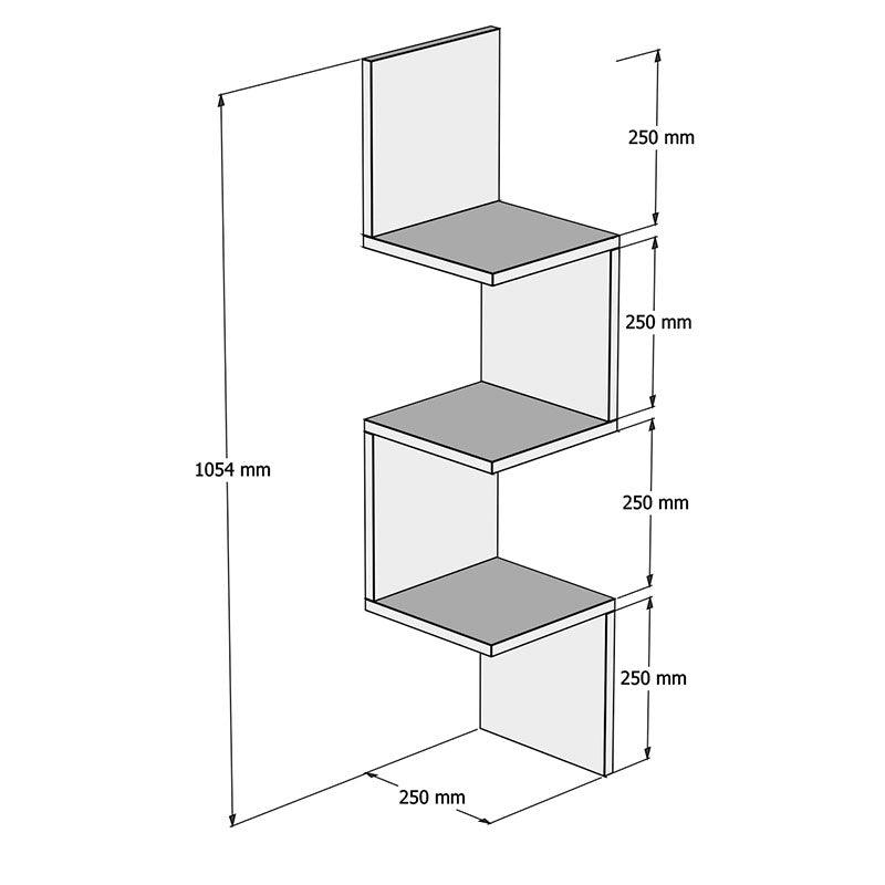 Raft de colt Insta, Alb - Nuc, 25x25x105 cm - Alb