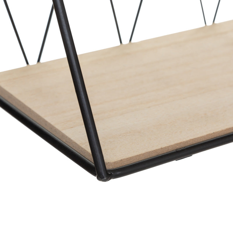 Raft de perete Anneza, Metal si MDF, 48x12x20 cm - Natural-Negru