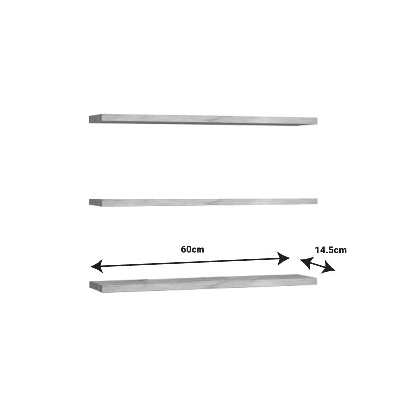 Set 3 rafturi de perete Edna, Melamina, 60x14 cm - Natur