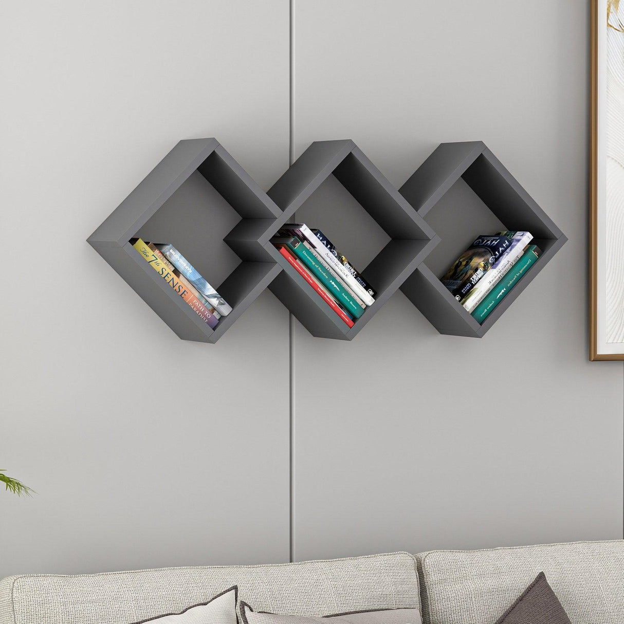 Raft de perete Galaxy Wall Shelf, Gri, 102x42x20 cm - Gri