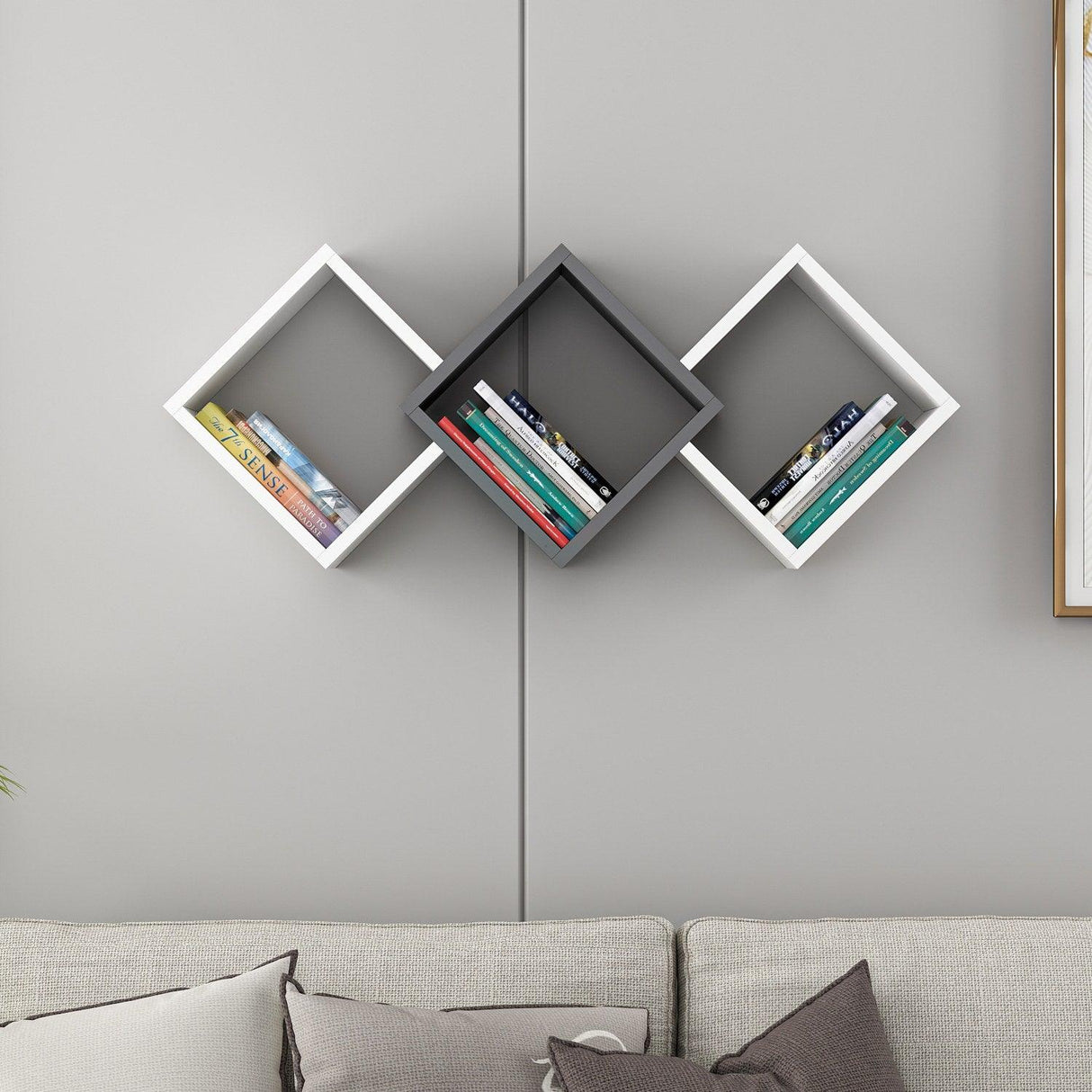 Raft de perete Galaxy Wall Shelf, Gri, 102x42x20 cm - Antracit alb