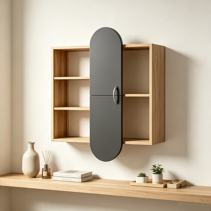 Raft de perete Jonna, Diverse culori, 60x10x80 cm - Stejar - Antracit | SKU: 431-000006 | Raft de perete Jonna, 60x10x80 cm, varianta Stejar - Antracit, produs pentru amenajarea locuinței, disponibil online în România la CasaMob