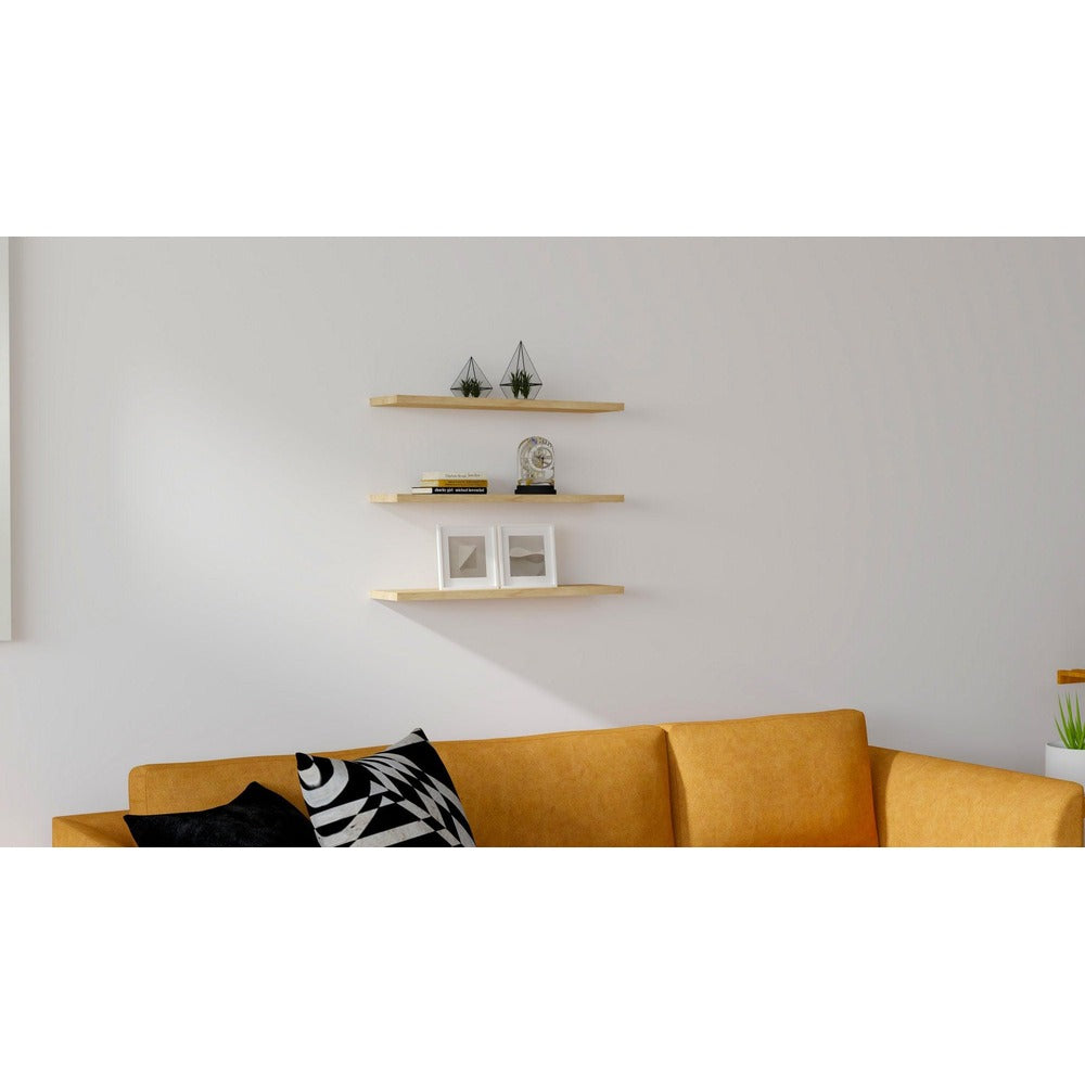 Raft de perete Muca, 3 piese, Stejar, 60x15 cm