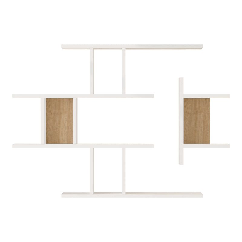 Raft de perete Ledia, MDF, 111x15x78 cm - Alb-Stejar