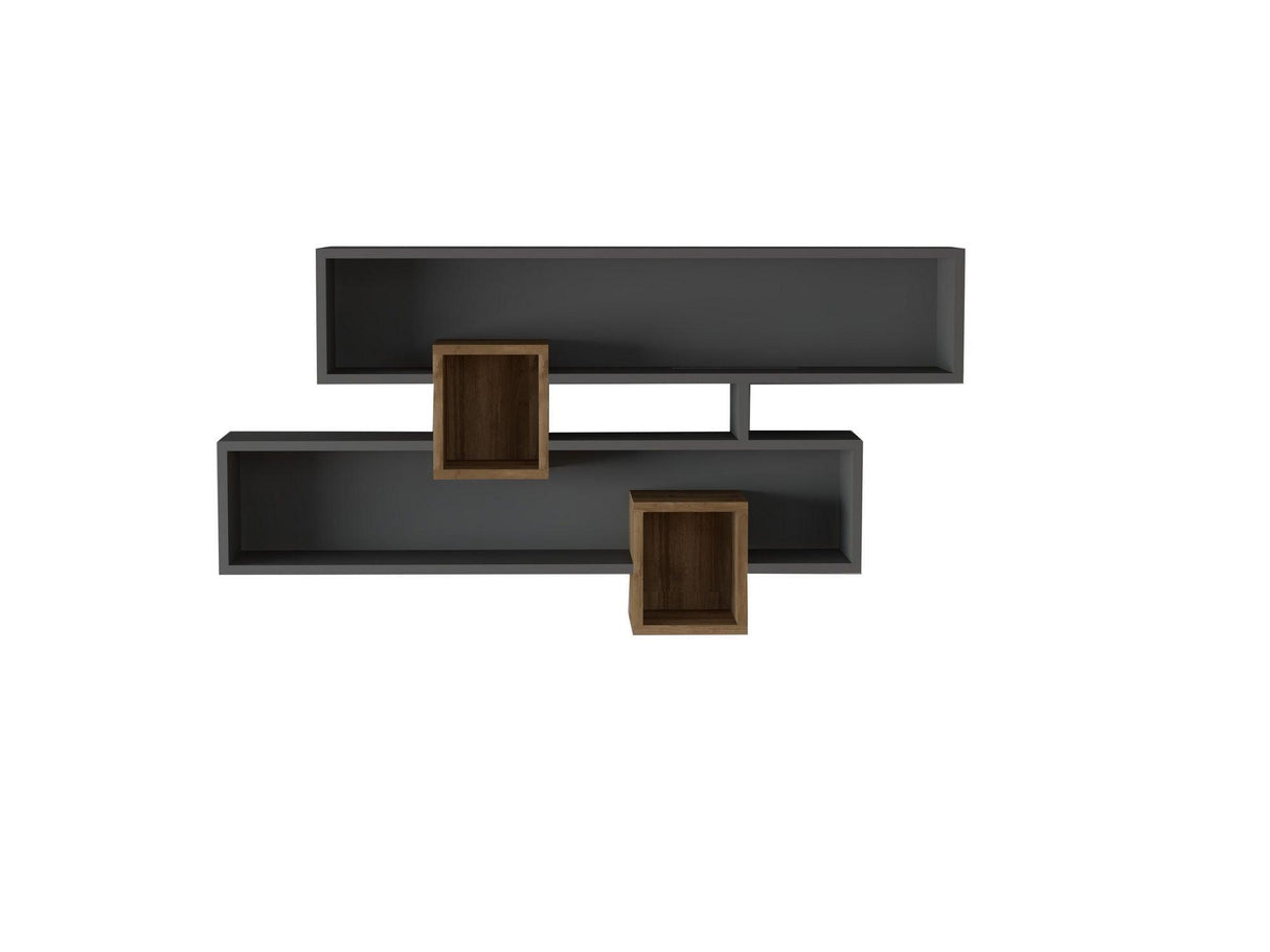 Raft de perete Sema - Walnut, Anhtacite, Nuc, 120x75x22 cm