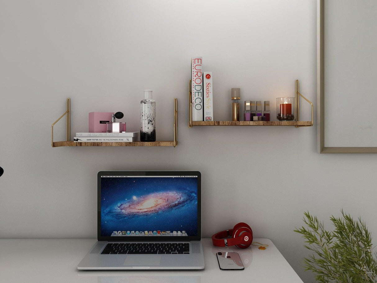 Raft de perete Wall Shelf Straight, Aur, 16x16x45 cm