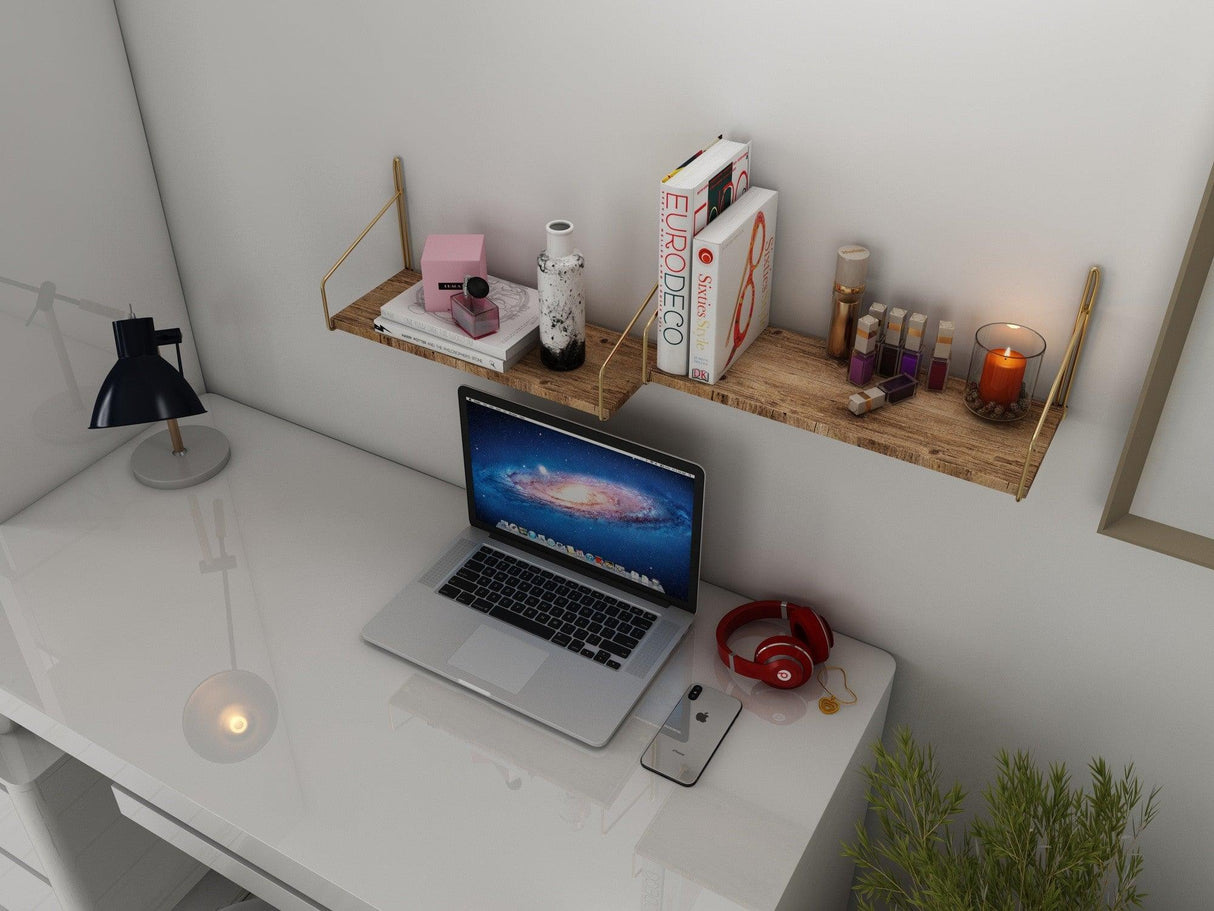 Raft de perete Wall Shelf Straight, Aur, 16x16x45 cm