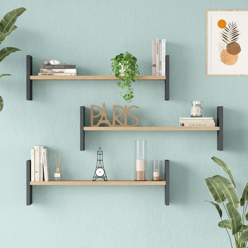Raft de perete Mento, MDF, 76x15x24 cm - Stejar-Antracit