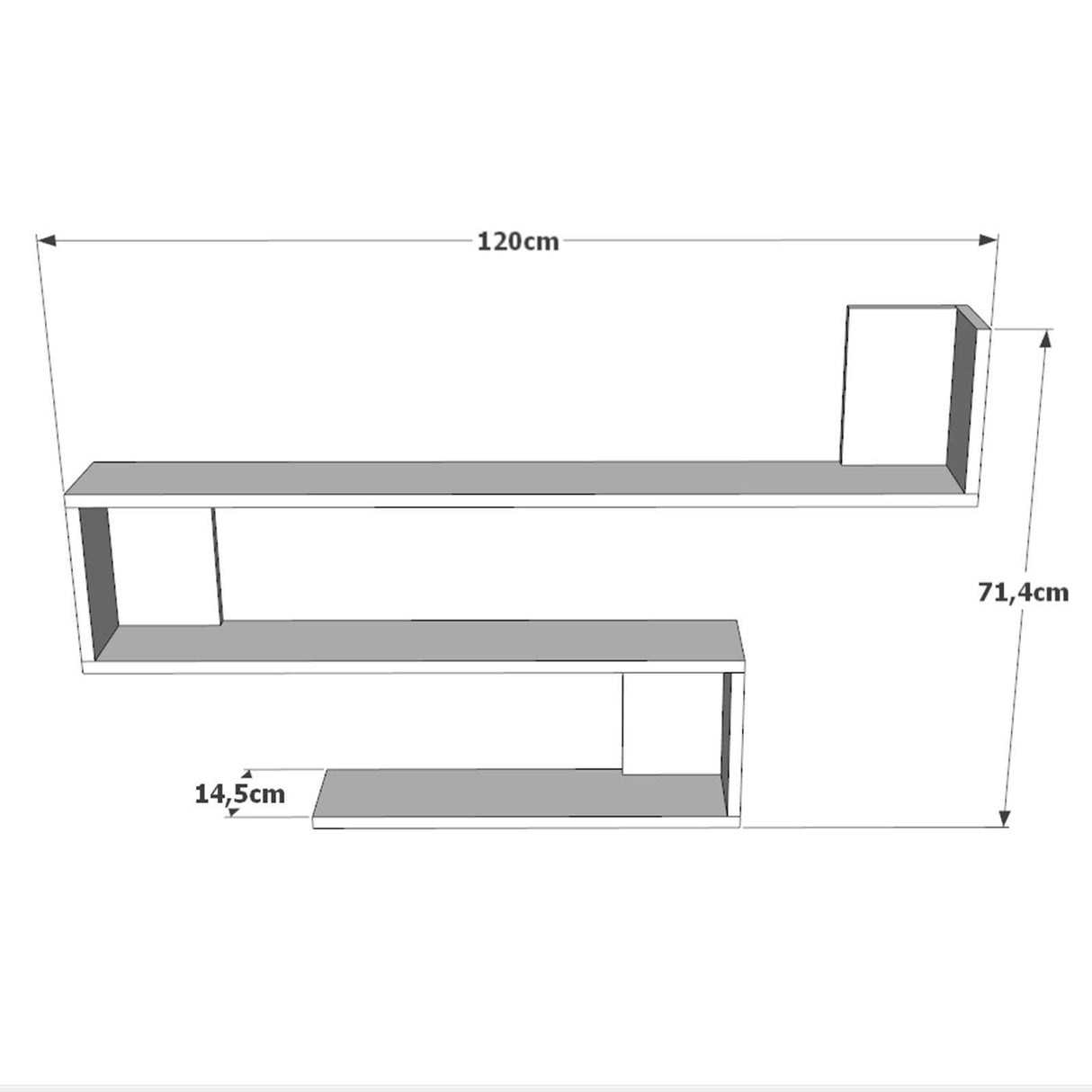 Raft de perete WL10, Stejar, 120x72x15 cm