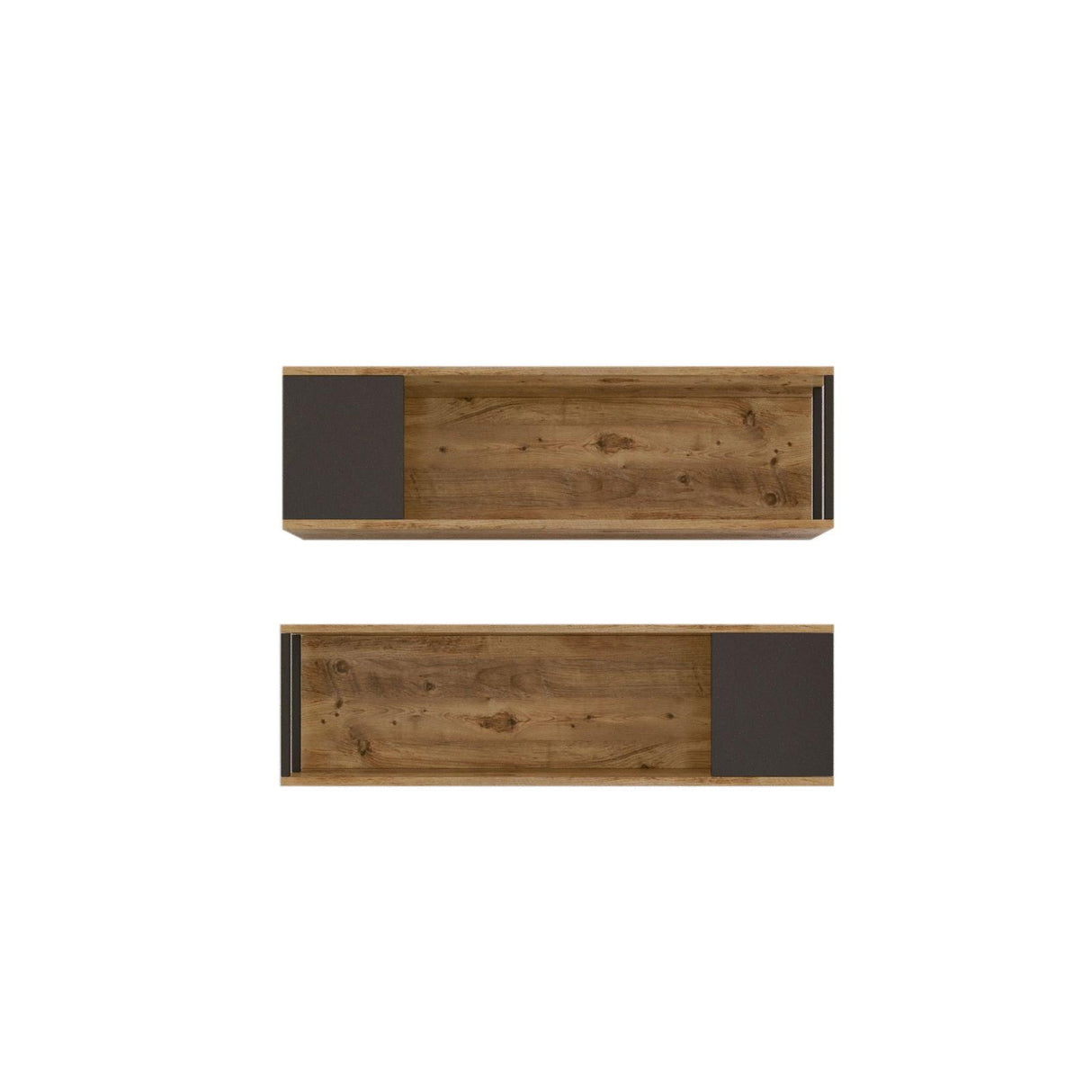 Raft de perete Zuleyha, 2 bucati, Stejar, 100x30x22 cm