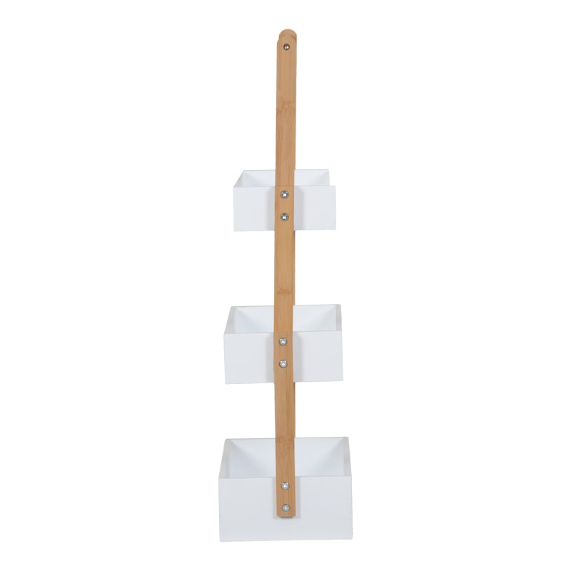 Raft de podea Arvy, Bambus, 32x20x76 cm - Alb-Natur