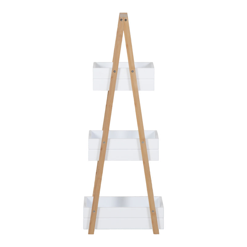Raft de podea Tercy, Bambus, 30x18x80 cm - Alb-Natur