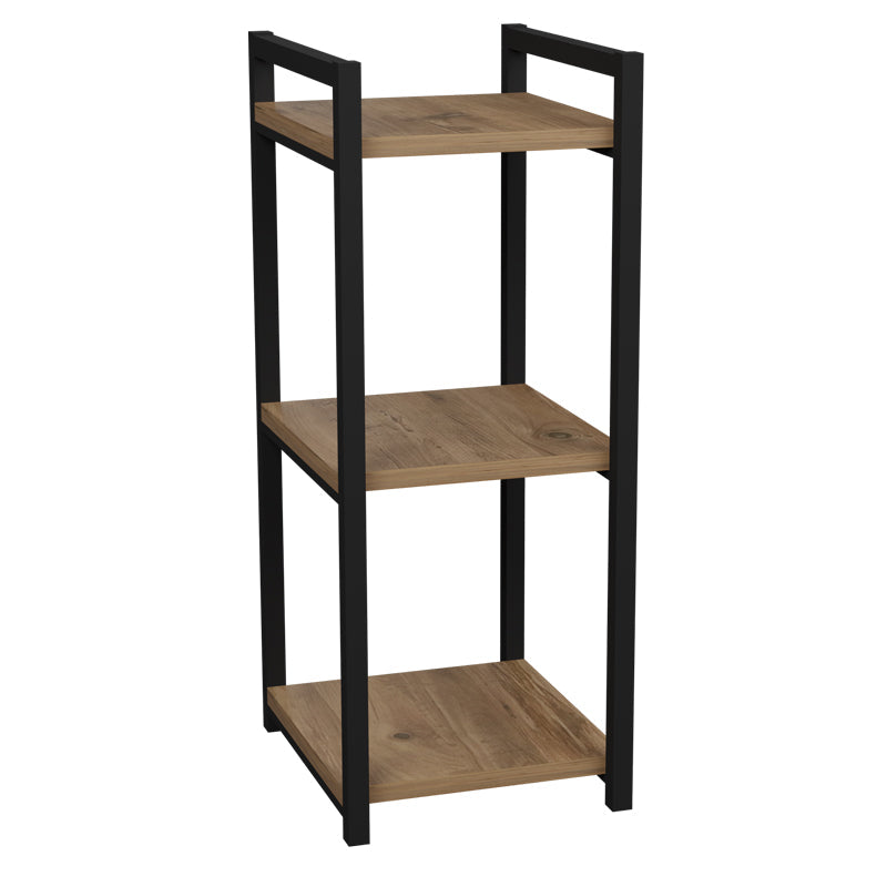 Raft de podea Negru metal, Natural, 33x28x70 cm