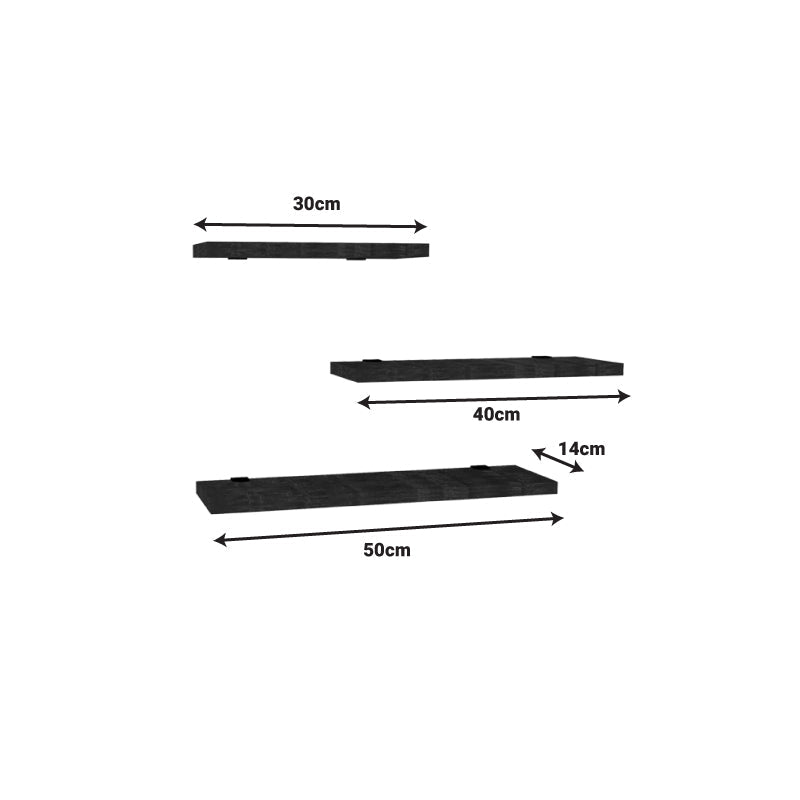 Raft perete Leila set de 3 pachet, Diverse culori, 40x14 cm - Alb